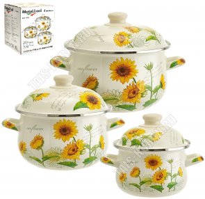 Подсолнухи Набор кастрюль 3шт (1,5/2,8/3,6л d16/20/22см) (2) 