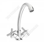 Смеситель для кухни 2-х рычажный, поворотный, высокий излив h24 L20см 