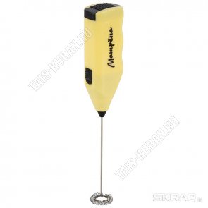 Капучинатор ручной (вспениватель для молока) венчик нержавеющая сталь, пит.2*АА,желтый(150) 