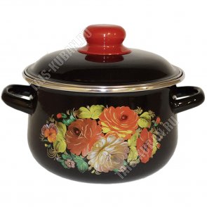 Жостово Кастрюля черный (конус) 2,0л,инд дно,мет.крыш,пласт.руч/кноп (8) 