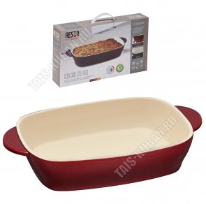 Керамика Форма прямоуг 2,4л бордо/крем (38х23 h6см) 2ручк,п/у (6) 