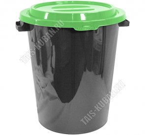 Бак д/мусора 90л черн/зел (d55 h60см) мер.шк.внут Idea (1) 
