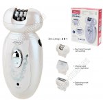 Эпилятор 3в1эл. (аккумул) 3Вт 3насад.(эпилятор+бритва+маш.д/стрижки) жемчужн.белый 