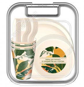 Набор д/пикника 6 персон 37предметов, бежевый 