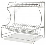 Сушка д/посуды 2-х яр на 15 тар.(40х23см h34см) оцинк,пласт.поддон, настольн./настен. (отгруз.кратн.2шт) 