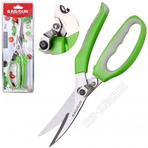 Ножницы д/птицы L22см,нерж.лезв,пласт.ручк зелен,блистер (6) 