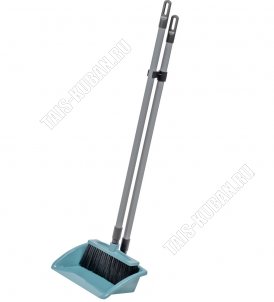 Набор Совок 27,5х19см +Щётка L19см,ворс 7см,вертикал.ручка h80см,бирюз-син,