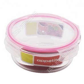Appetite Контейнер 0,62л круг d15 h6см, пласт.розовая крышка, 4защелки, п/у 