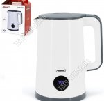 Чайник нерж. 1,8л 1800Вт диск,2-ая стенка, белый/серый (12)