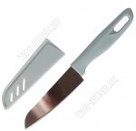 Нож универсальный L18,5см в чехле,металлическое лезвие,силиконовая ручка,пудрово-серый