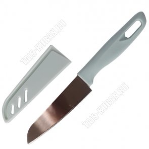 Нож универсальный L18,5см в чехле,металлическое лезвие,силиконовая ручка,пудрово-серый 