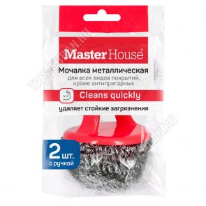 Мочалка металл д/посуды 2шт 20г с пластик.ручкой (120) 