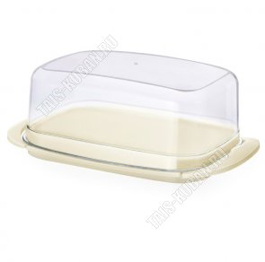 Масленка с прозр.крыш, слон.кость поддон (18х10 h6,5см) (40) 