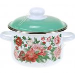 Армель/Пион Кастрюля (цилиндр) 4,0л,бирюзовая металлическая крышка,пластиковая ручка/кнопка,белый (4) 