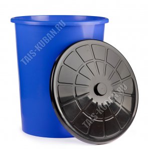 Бак д/мусора 100л синий (d55 h67см) с крыш, Альтернатива (3) 