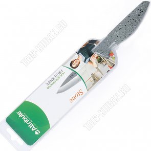 STONE Нож д/фруктов 9см, нерж.лезв,ручка пласт.Soft-touch,цв.серый п/мрам.(6) 
