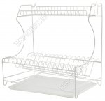 Сушка д/посуды 2-х яр на 15 тар.(40х23см h34см) окраш.белый,пласт.поддон, настольн./настен. (отгруз.кратн.2шт) 