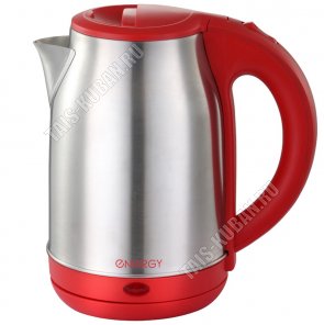 Чайник нержавеющая сталь 1,8л 1500Вт диск, автоотключение,защита без воды, поворот на 360`, световой индикатор, стальной/красный (12) 