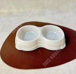 Миска д/корма двойная по 0,35л бел.ночь (25,5х16 h4,5см) (30)