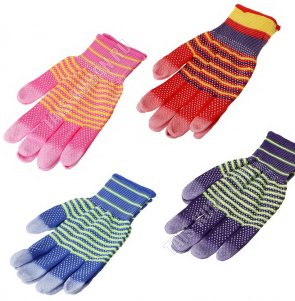 Перчатки для сад.работ 8 разм (M) полиэстр, полиуретановый облив пальцев, ПВХ точки (12/240) 