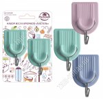 Крючок самоклей, пластик+металл, н-р 2шт (2,5х4,5см) блистер,3цв. (12)