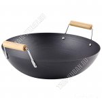 Сковорода-ВОК черн d32 h8см,инд.дно,углер.сталь,толщ.1,2мм,2 дер.руч 
