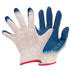 Перчатки д/сад.работ 9 разм (L) хлопок+латекс-ладонь (120) 