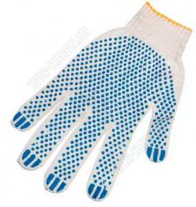 Перчатки  ХБ 10класс 3 нити рабочие,с ПВХ точк,бел.