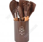 Кухонный н-р 12пр.в стакане d13 h15см,шоколадный 