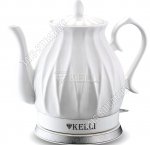 Чайник керамический 2,0л 2200Вт диск,автоотключение, поворот на 360`,фактурный корпус,белый (12) 