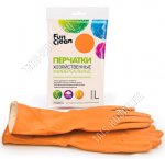 Перчатки хоз-ные латекс+хлоп,плотн.190г/см2, р-р L, оранж Fan Clean .(60) 