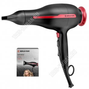 Фен 2400Вт 2скорости,черн/красный (12) 