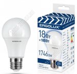 Ergolux-ЛОН E27 18Вт, холодн.6500К, (аналог 180Вт обычн.лампы) (10) 