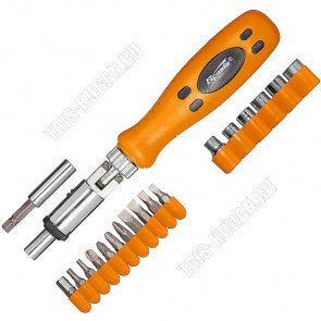 Н-р Отвертка реверс.с шарниром, н-р бит и голов.19пр.(биты-SL,PH,Torx; головки-5,6,7,8,9,10мм) 