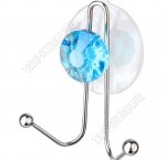 .БРИЛЛИАНТ синий Крючок двойн.9,7х3,5см,хром.сталь,камни,на присоск (24) 