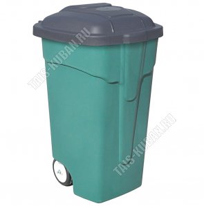 Бак д/мусора на колес 105л сер/зелен (50х44 h78см) с крыш, Эльф (1)