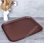 Поднос противоскольз,прям.(45х35см) коричневый (25)