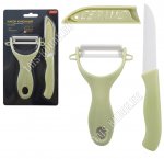 Набор 2 предмета (нож 16см толщина лезвия 1,1мм,овощечистка 13х8см) керамика+пластик (20)