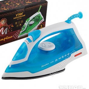 Утюг тефлон.подошв.2200Вт.сух.глажка, индикатор нагр,пар,спрей,самоочист,регулир.t,шарнир.вращ.шнура,цв.голубой (10) 
