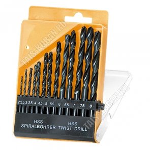 Сверла по мет.н-р 13шт (HSS 2-8мм(через 0,5мм) цил.хвостов.(5) 