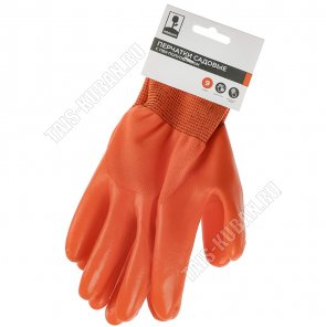 Перчатки для садовых работ 9 разм (L) полиэстер+ПВХ полуобливом (24) 