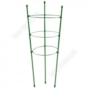 Поддержка для растений (металл) h90см 3кольца, зеленый 