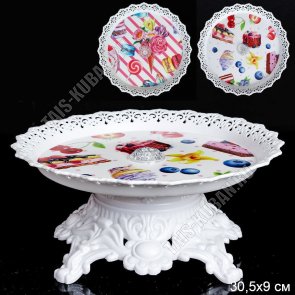 Блюдо на ножке, круглое (d20 h9см)