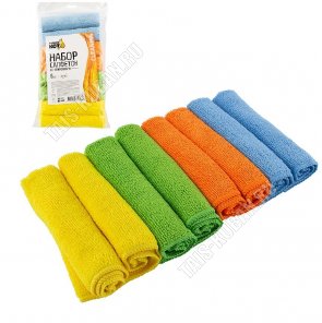 Салфетка микрофибра 8шт (30х30см) (5) 