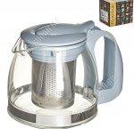 Чайник заварочный (стекло+пластик) 0,7л,голубой (12)