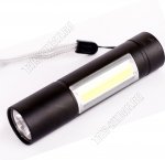 Фонарь 2LED 3Вт,дневной 6500К (1,7х8,5см) ,черный (20)