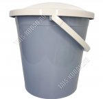 Ведро 8л с крышкой (d30 h29см) голубо серый с белым (15) 