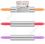 Скалка (нерж) L42 d5см,раб.дл.22см, ручк.пластик,3 цв.(6)