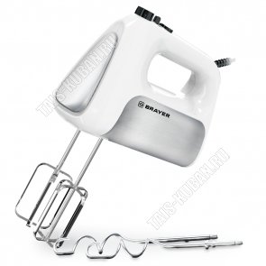 Миксер 500Вт 5скор,2насад,белый+нерж.сталь (6) 