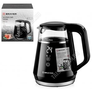 Чайник стекло + пластик 1,0 л 1100Вт сенсорное управление, черный (8) 